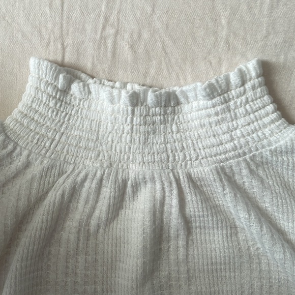 Free People Boulevard Ruffled Top Textured Knit White XS Bohemian Feminine - Picture 5 of 9